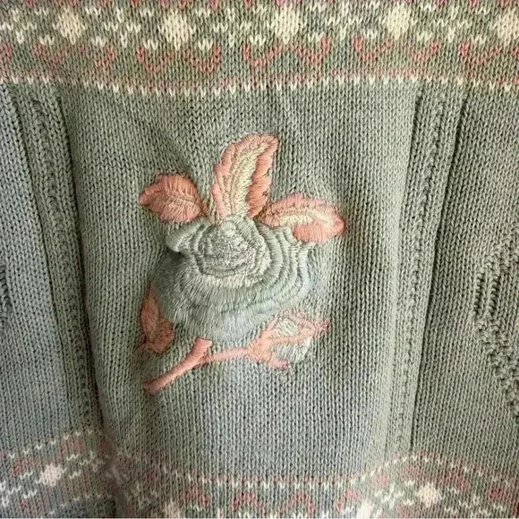 Vtg Isle of Cotton Women’s Large Sweater Embroidered Floral Cottage Grandma Cozy - Picture 10 of 10